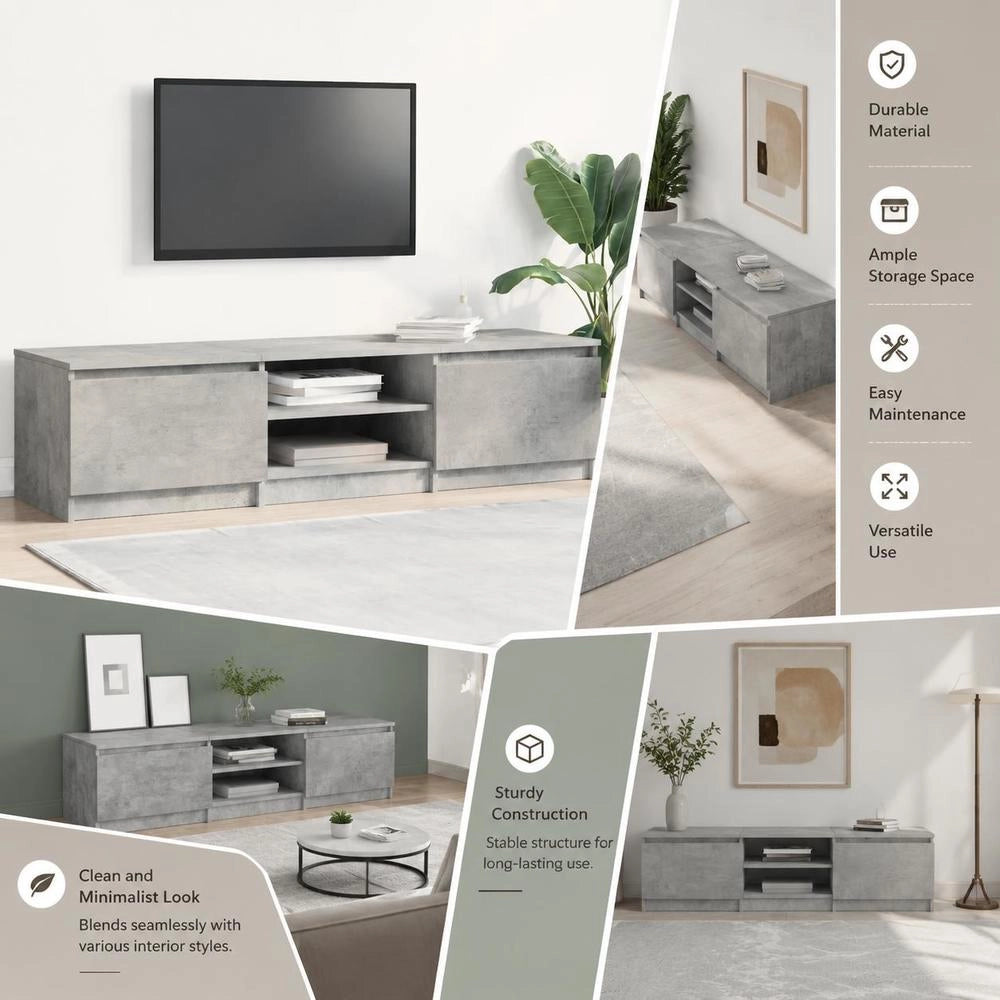 TV Cabinet Concrete Grey 140x40x35.5 Cm Wood-based Material