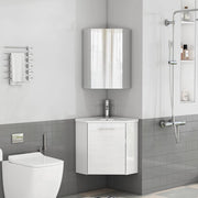 Set angolare bagno con lavabo e armadietto specchio ¨C Minimal ¨C Bianco salvaspazio