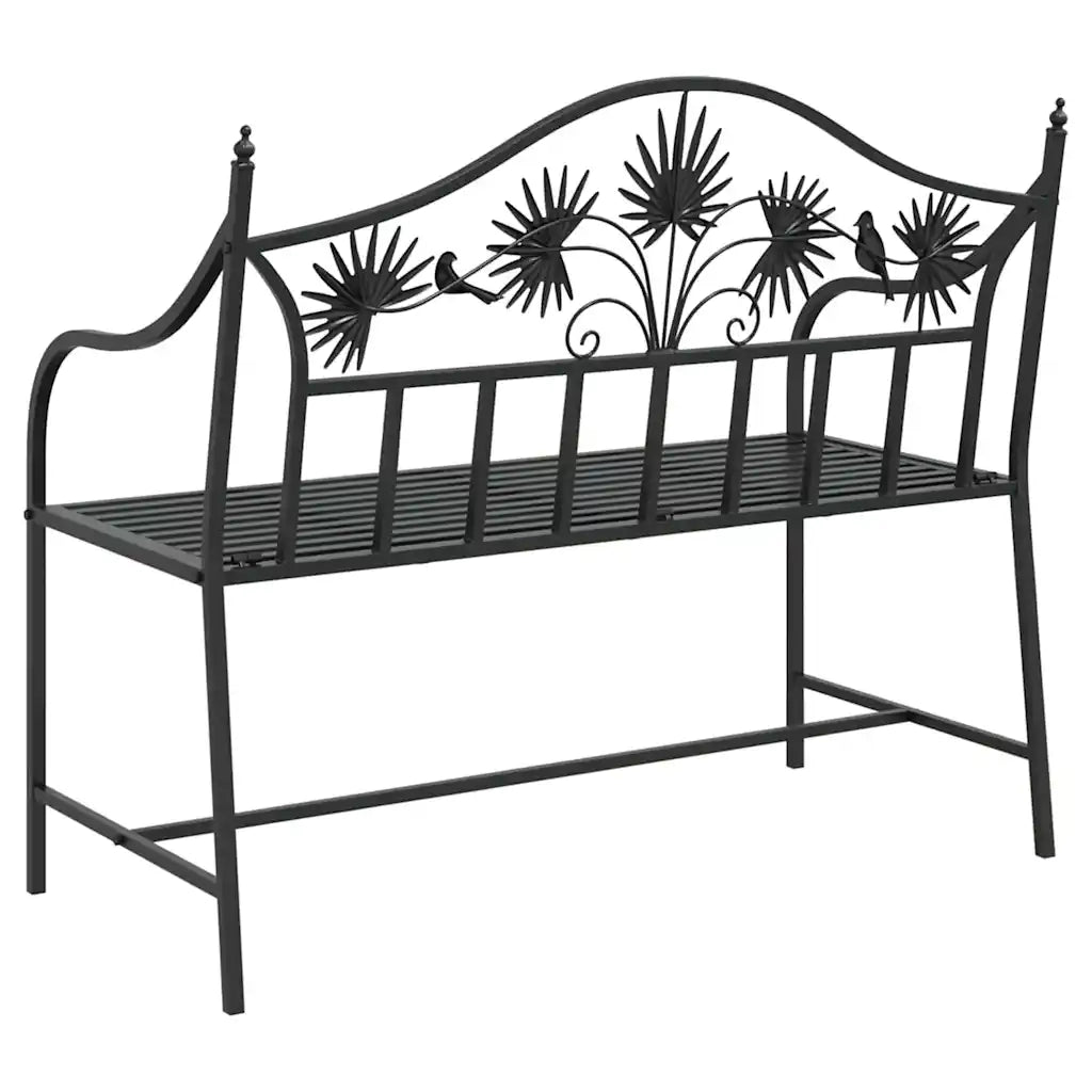 Panchina da Giardino | Panca da Giardino Nero 104 x 52,5 x 89 cm Acciaio