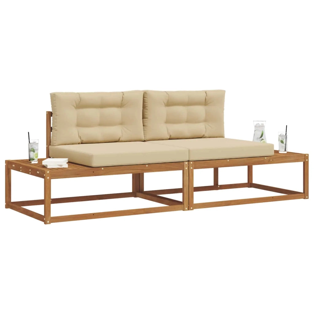 Set di divani da esterno-Sofa da giardino con cuscino Naturale e Beige 154134