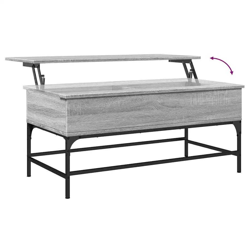 Tavolino Grigio Sonoma 100x50x45 cm Legno Multistrato e Metallo 845399