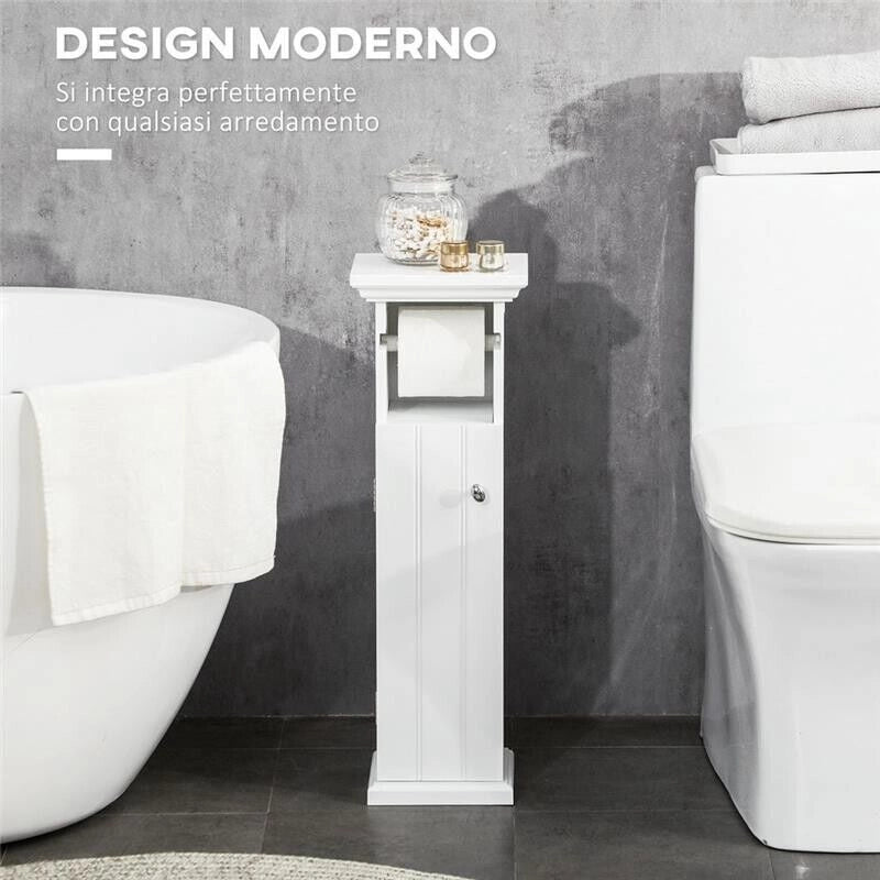 MOBILE BAGNO CON PORTA CARTA IGIENICA E ARMADIETTO 21.5X17.8X66.5CM BIANCO