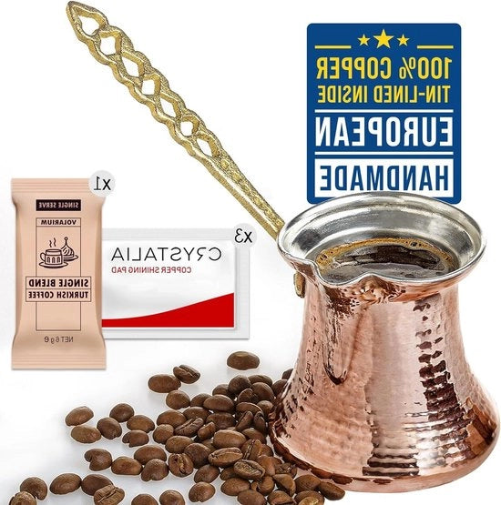 Caffettiera turca in ottone - Cezve mini con maniglia per caffè arabo con topkachel
