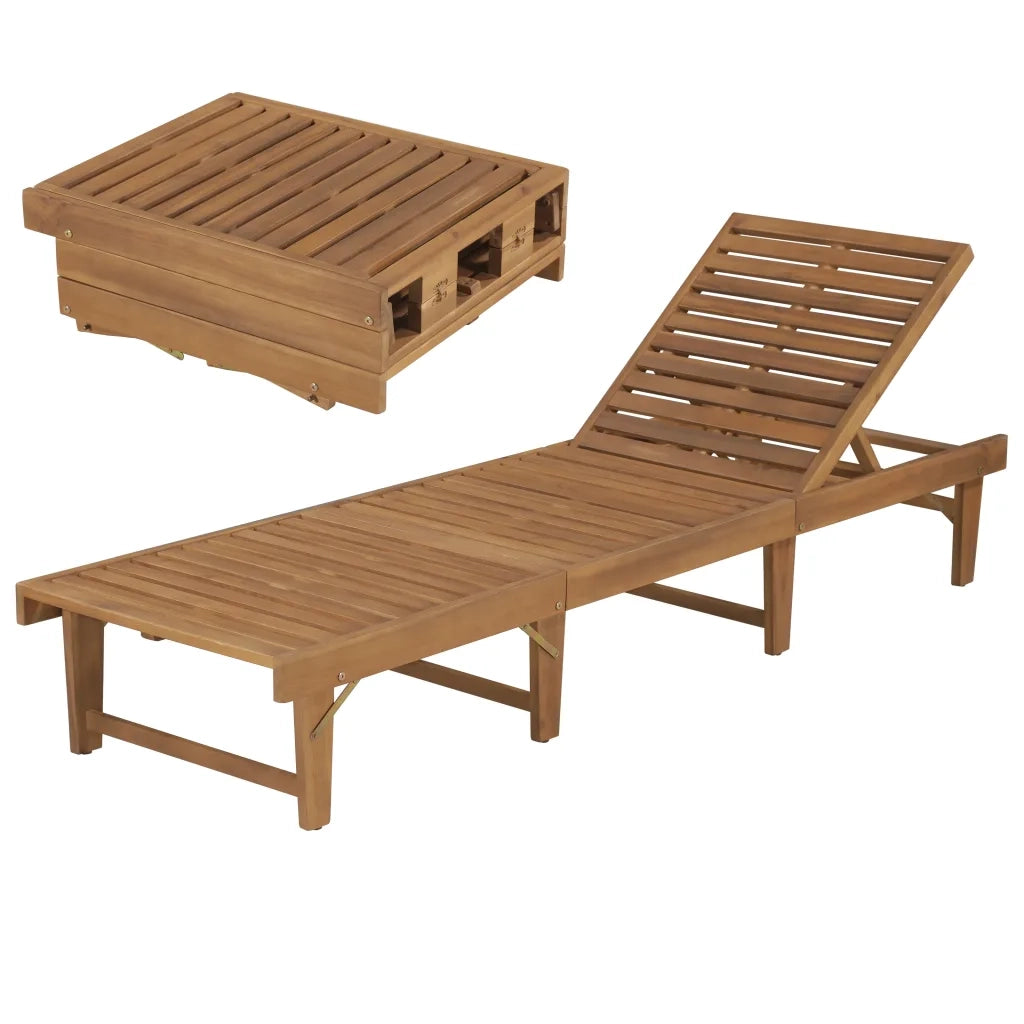 Lettino Prendisole Pieghevole in Legno Massello di Acacia cod mxl 8860