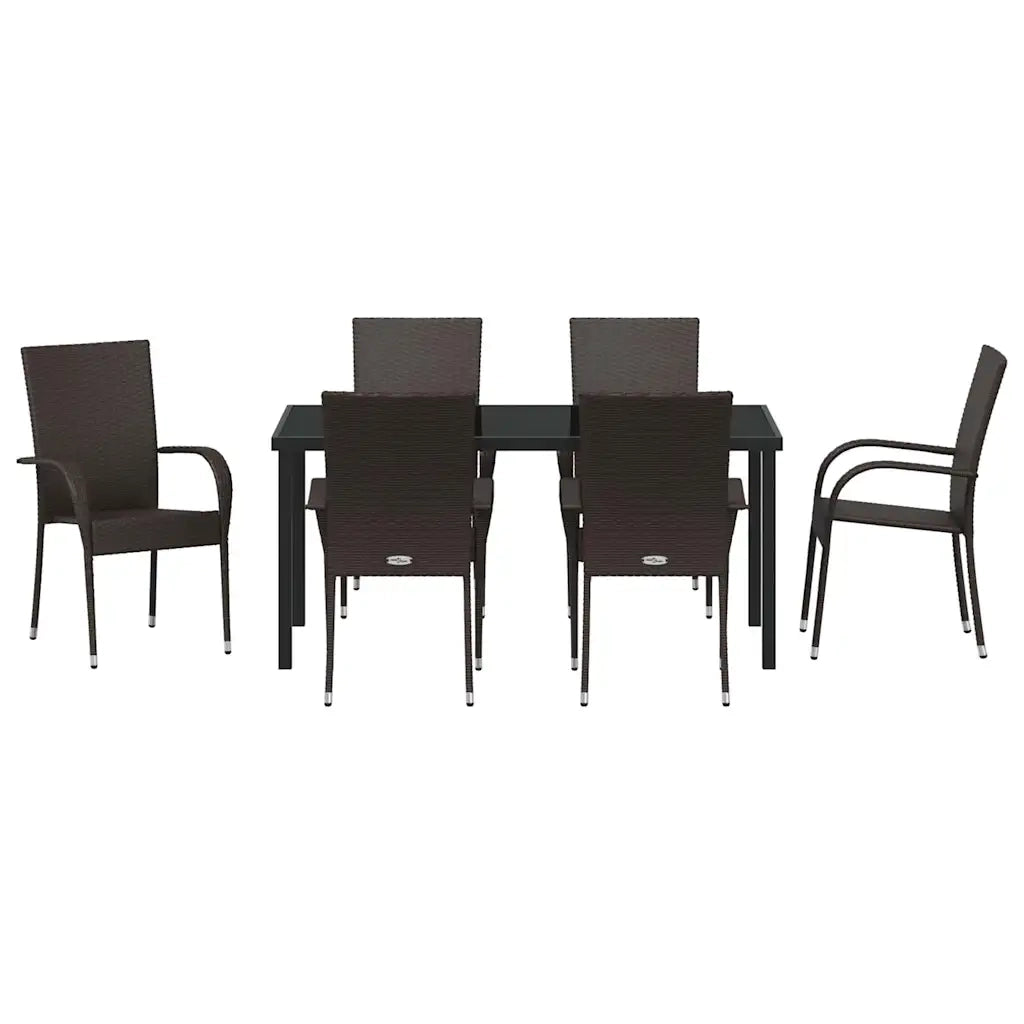 Set da Pranzo per Giardino 7 pcs Marrone 3379398