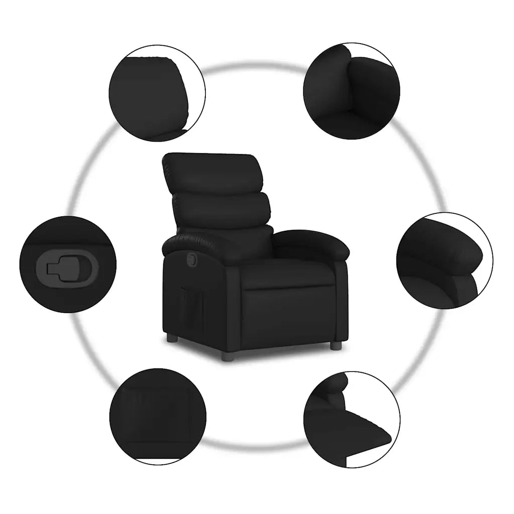 Divano Sedia-Poltrona reclinabile in Similpelle Nera 559911