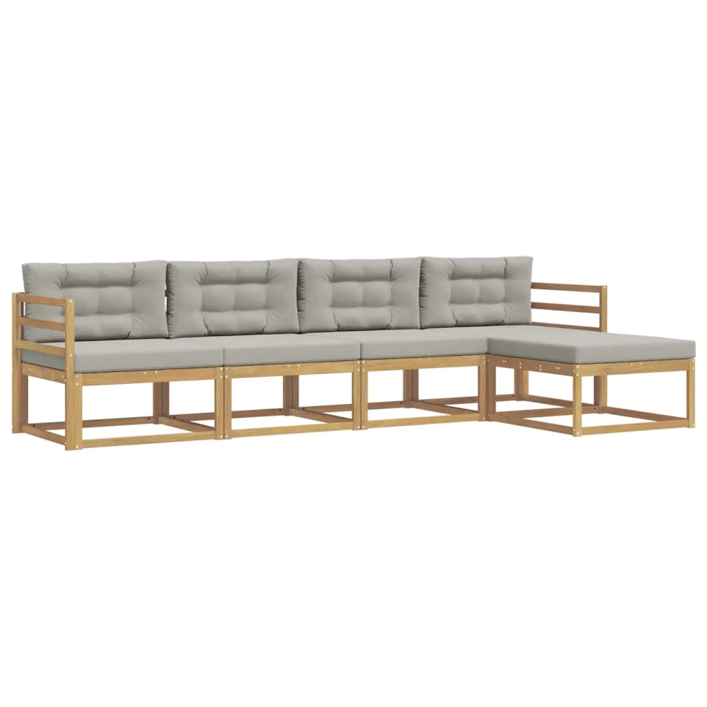 Set di divani da esterno 4 pz Bianco e Grigio Chiaro Poliestere 3386290