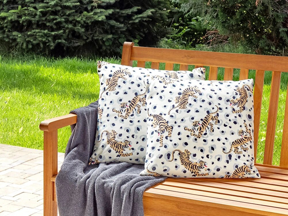 Set di 2 cuscini da giardino in poliestere multicolore 45 x 45 cm Cuscino da lancio quadrati con motivo a tigre dal design moderno