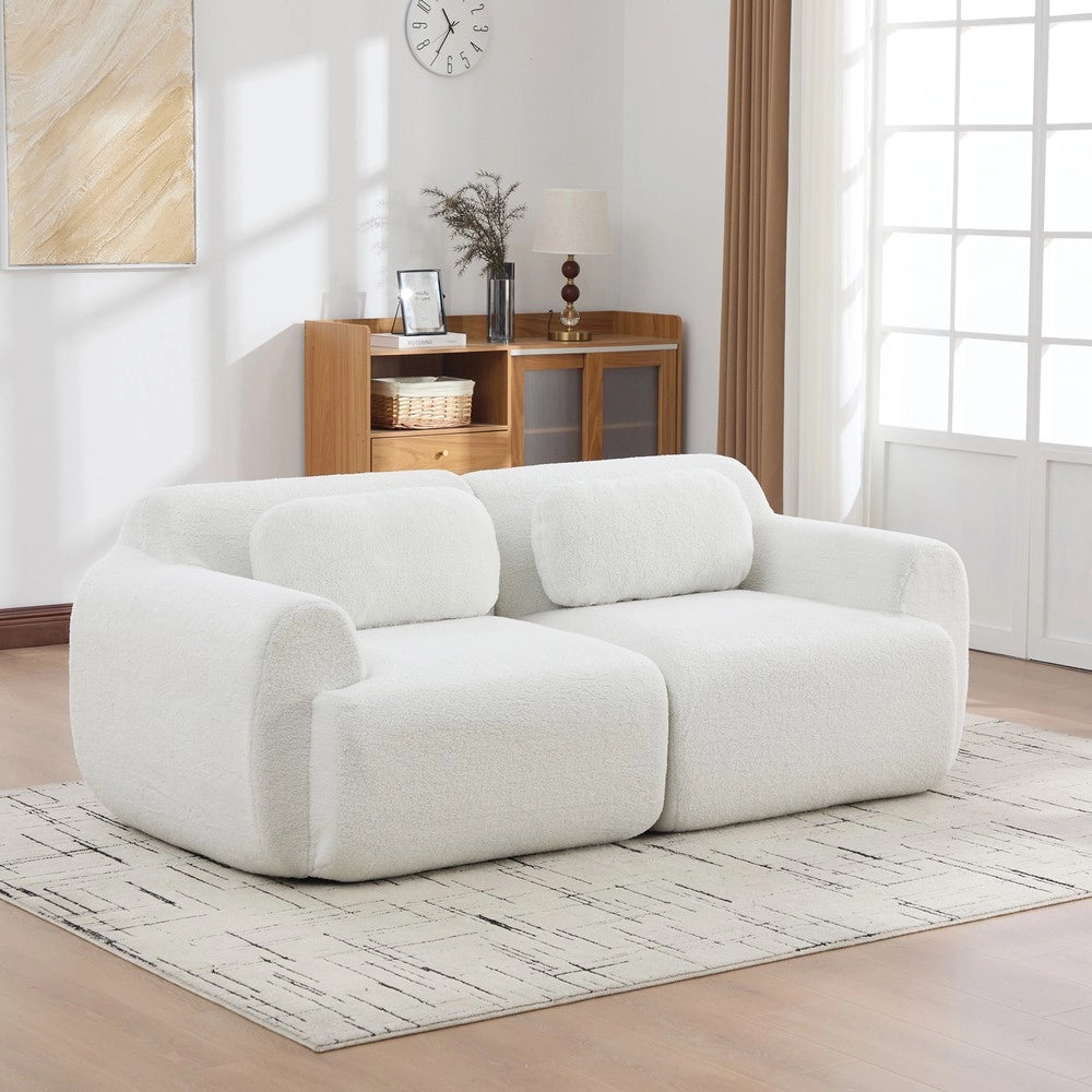 Divano Modulare in Tessuto Chenille ¨C MINIMAL ¨C Avorio, Morbido, Antiscivolo