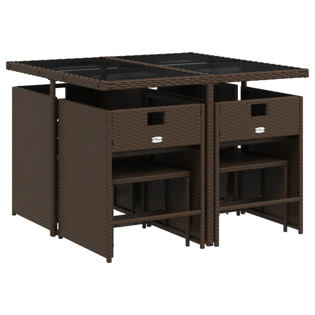 Set da Pranzo da Giardino 9pz con Cuscini Marrone in Polyrattan 3277904
