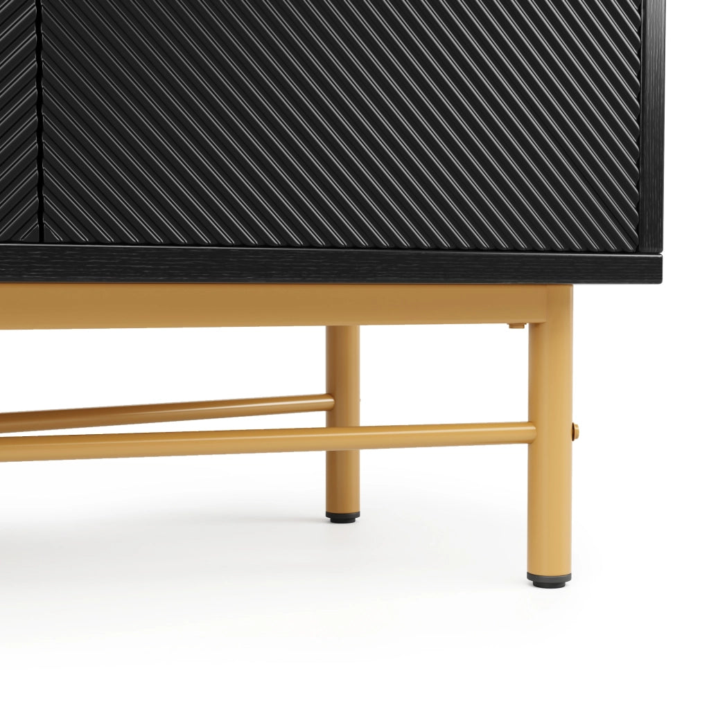 Credenza nera 160 cm a 4 ante con finitura a rilievo