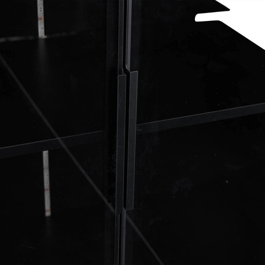 OKWISH Vetrina con 2 Ante in Vetro, 4 Ripiani e Mensole Regolabili, LED con Applicazione, per Soggiorno, 80 x 40 x 160 cm
