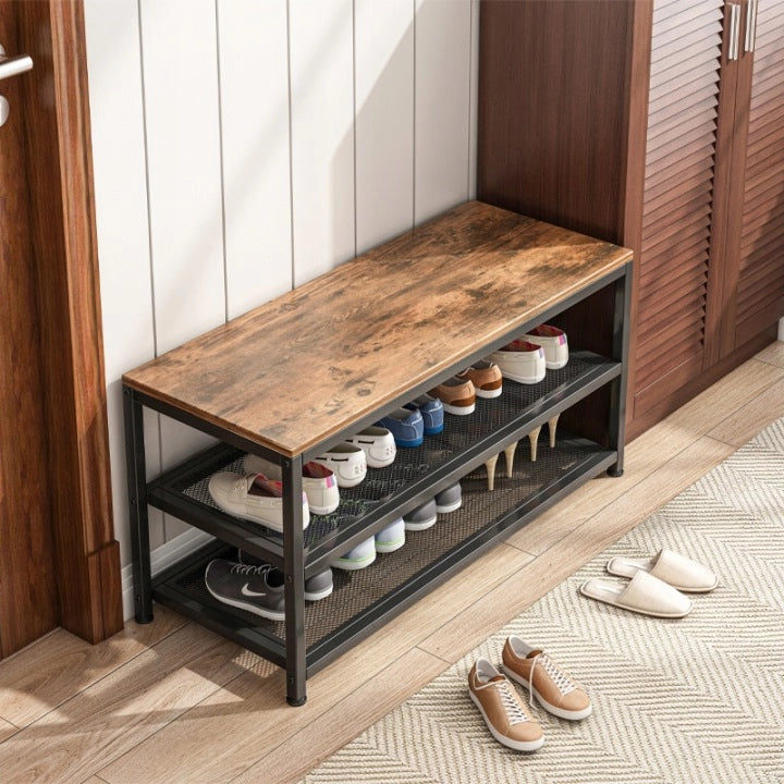 Scaffale armadio per scarpe con seduta grande ripiano retrò 73 cm