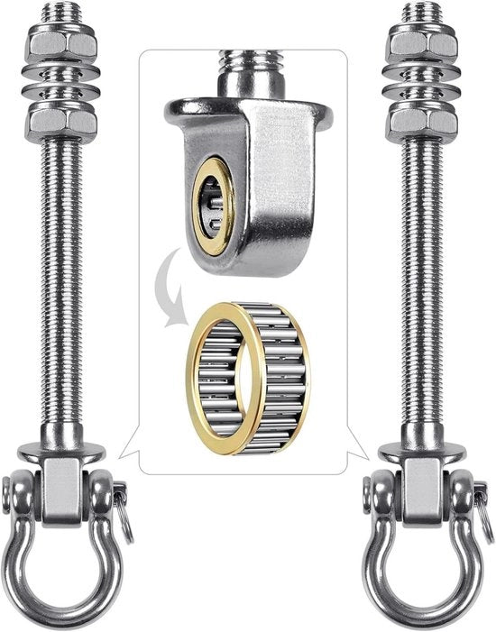Sostegno oscillante robusto in acciaio inossidabile con cuscinetti - 2-pack - Maniglia silenziosa e soffice a rotazione - Per verande, patio, giardini di divertimento - Accessorio oscillante per interni ed esterni - Sostiene 680 kg