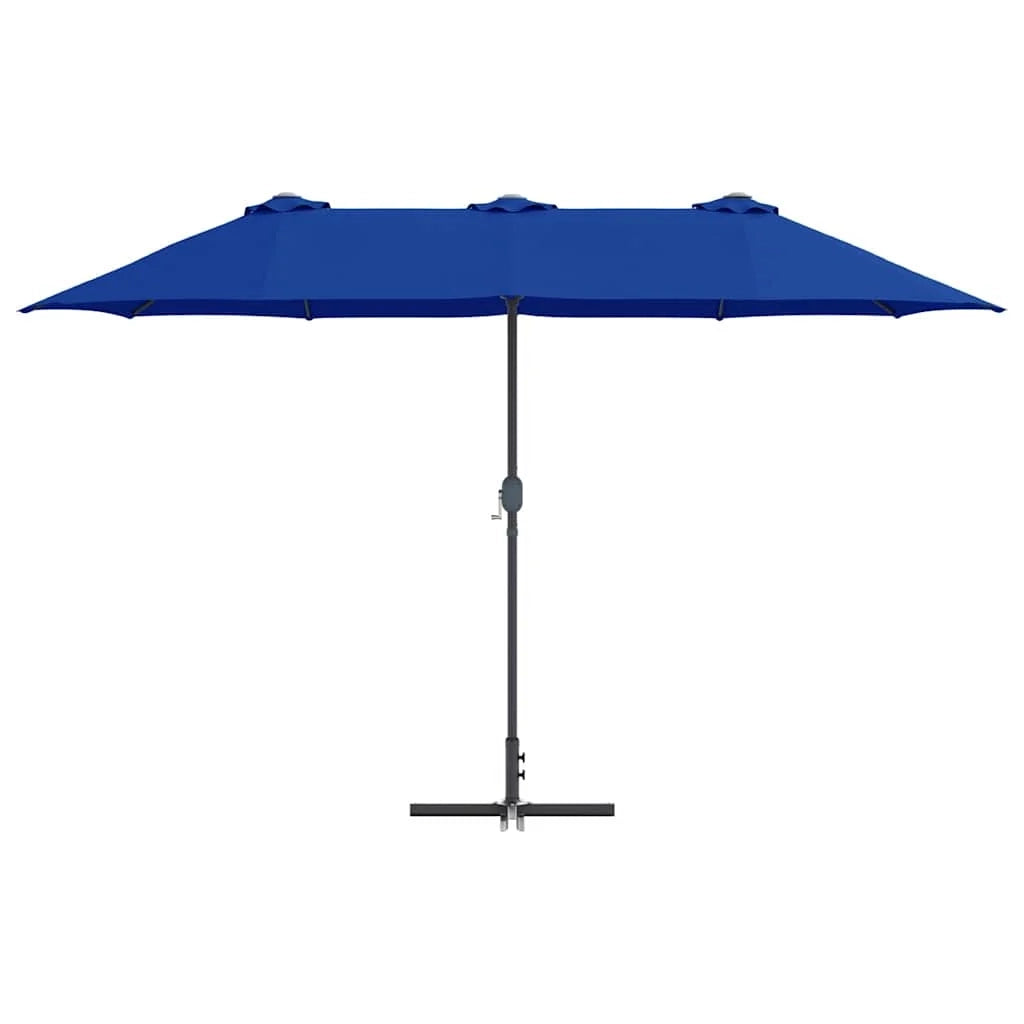 Ombrellone da giardino pieghevole moderno 370 x 197 x 239 cm pratico e resistente in poliestere azzurro 02_0058744