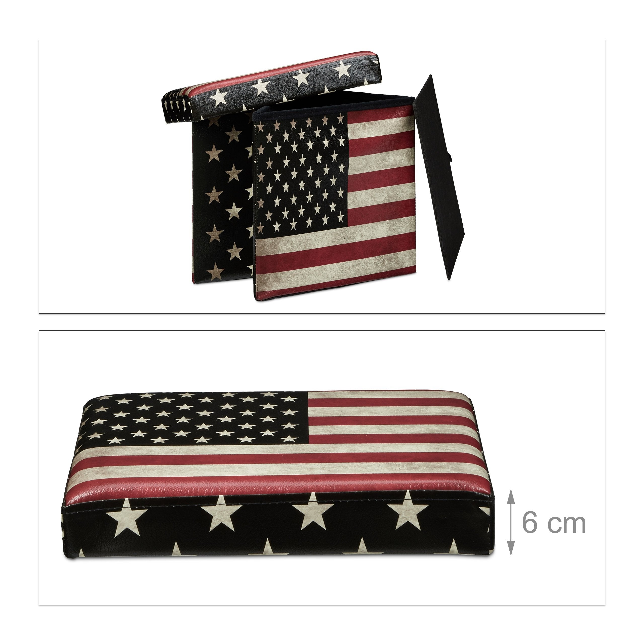 Sgabello pieghevole contenitore panca pieghevole 38 x 38 cm USA multicolor 3013093