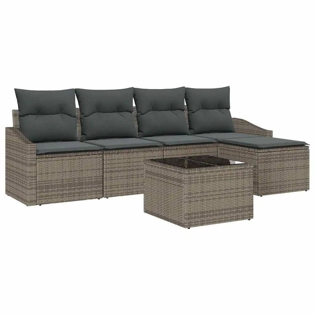 Set di divani con cuscino 6 pcs Grigio polyrattan