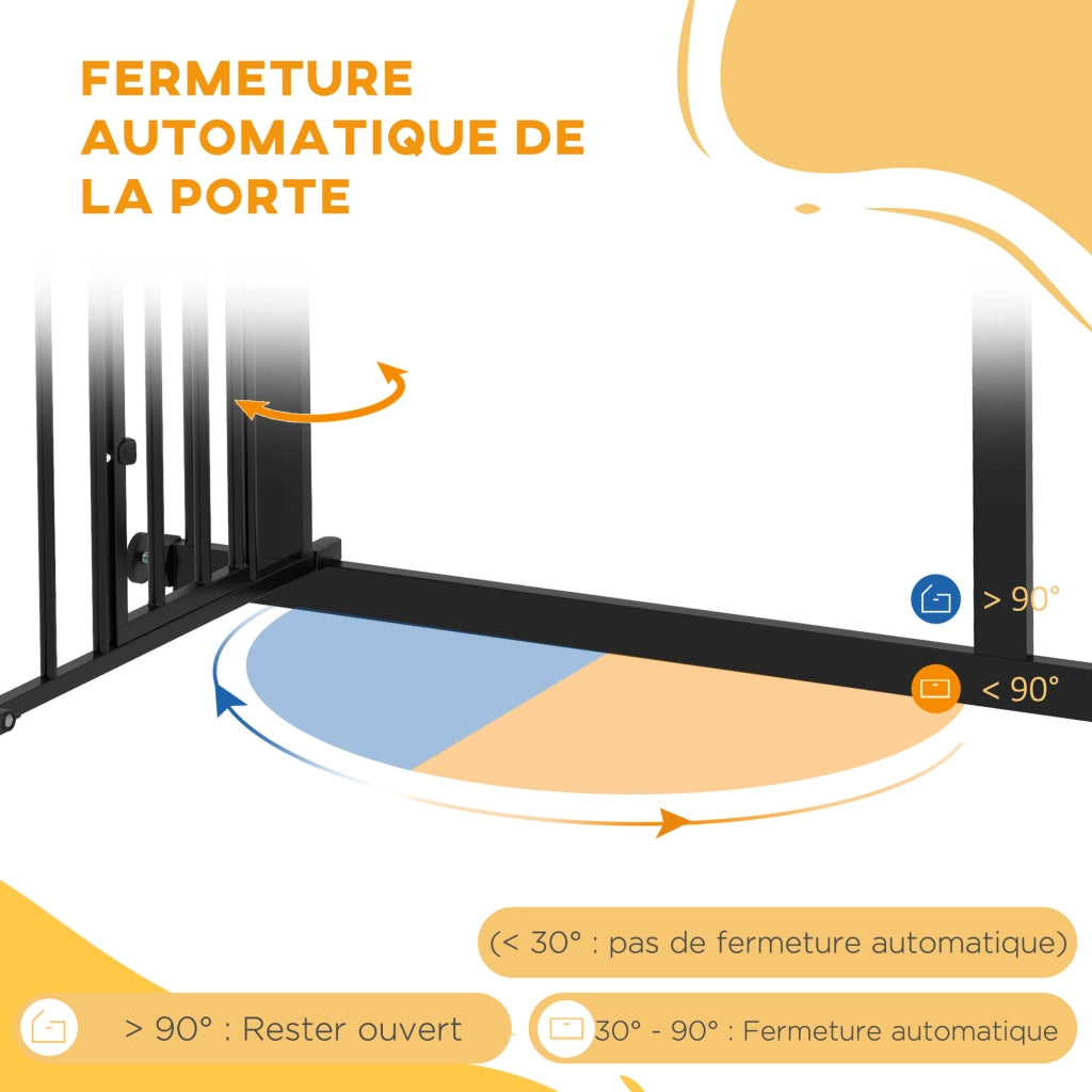 Barriera per animali porta chiusura automatica senza fori ¨C zephmum ¨C acciaio nero 74-80 cm