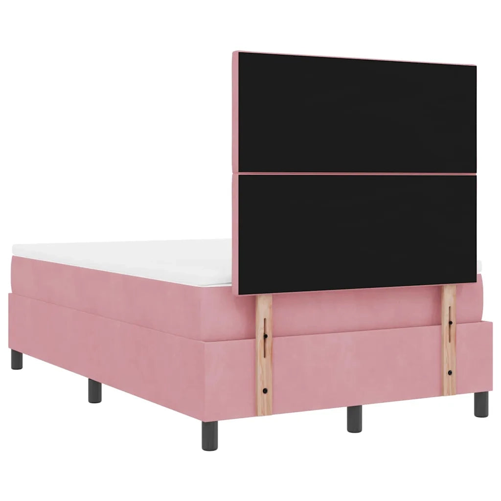 Letto a molle con materasso Rosa 120 x 190 cm Velluto 3339889