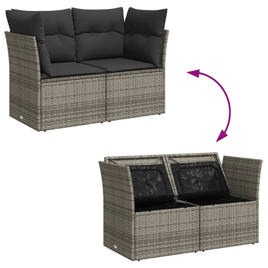 Divano da Giardino con Cuscini 2 Posti Grigio in Polyrattan 366137