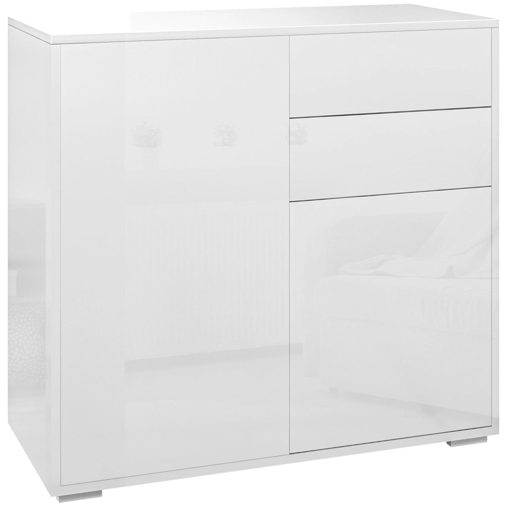 Cassettiera con ante e ripiani ¨C zephmum ¨C bianco brillante 79x36x74 cm