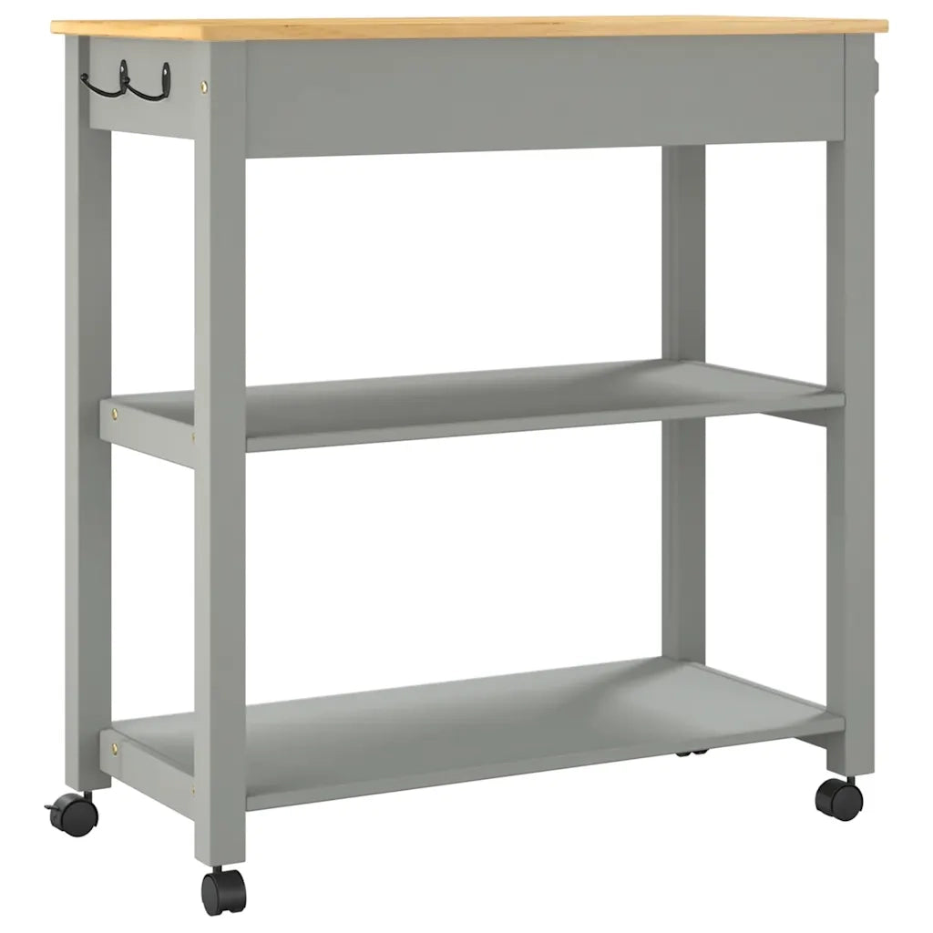 Carrello da Cucina MONZA 84x40x88,5 cm in Legno Massello di Pino 376104