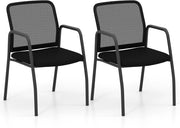 GAINTEX Set di Sedie per Sala Riunioni, con Schienale Ergonomico e Braccioli, Sedia da Conferenza in Rete, da Ufficio per Reception, Sedia per Sala Formazione, Nero