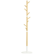 Appendiabiti da Terra 8 Ganci 37,8x175,6 cm in Bambù Legno e Metallo Legno/Bianco