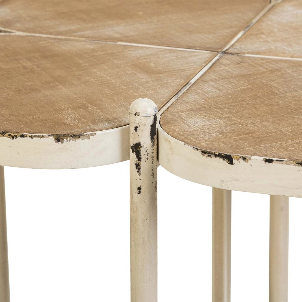 Tavolino in legno bianco e metallo 48x48x66,5h