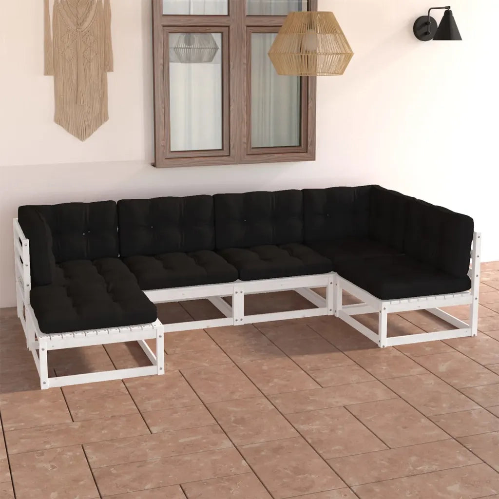 Set Divani Giardino 6 pz con Cuscini in Legno Massello di Pino 3076735