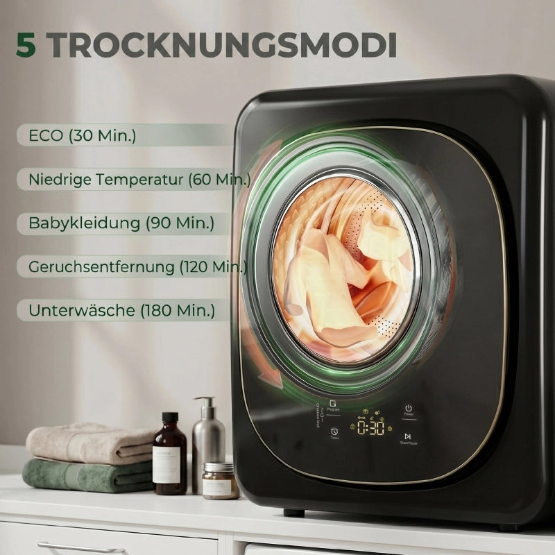ASCIUGATRICE a pompa di calore compatta, 4 kg, nera, con display touch