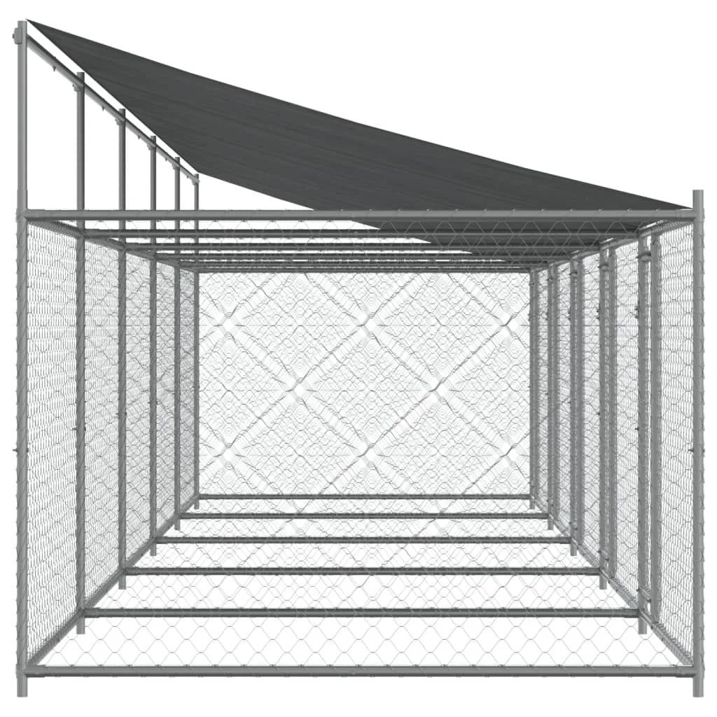 Trasportino per cani con tetto/porte 10 x 2 x 2 m acciaio zincato grigio 02_0041637