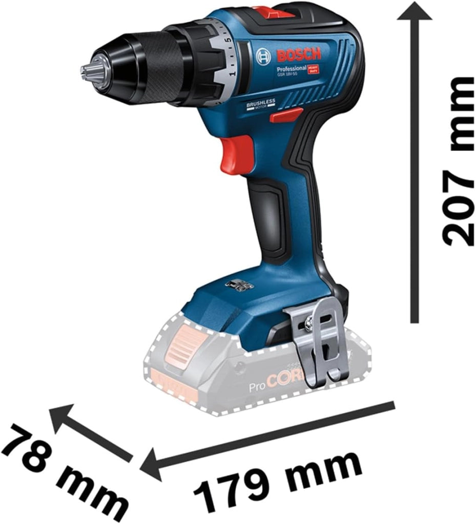 Bosch Professional 06019J2108 GDR 18V-200 + GSR 18V-55, 18V, blu