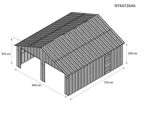Casetta Box da Giardino in Lamiera di Acciaio 664x721x372 cm Legno