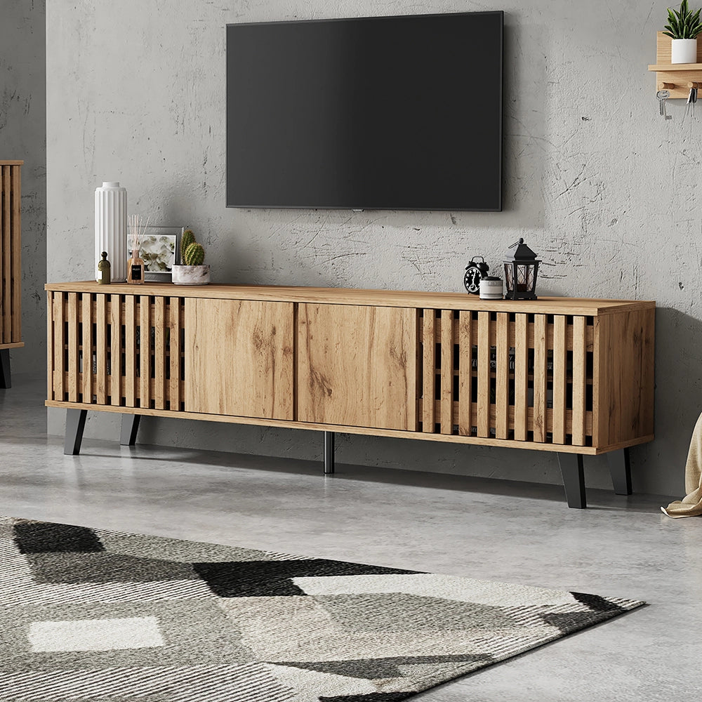 Media center legno - Xylo - 180x40x55cm 8 scomparti