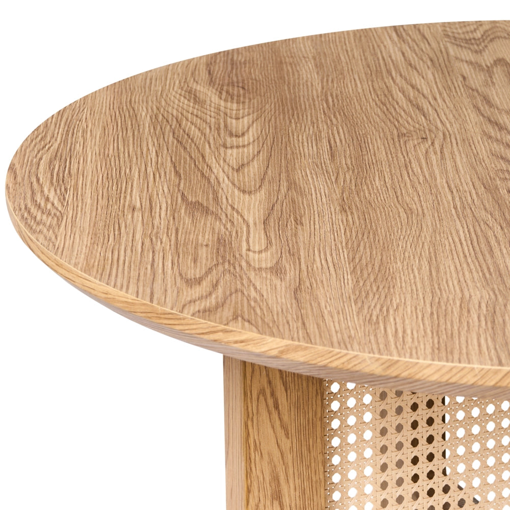Tavolino moderno in MDF e rattan ø 80 cm Arredamento per il soggiorno Marrone chiaro