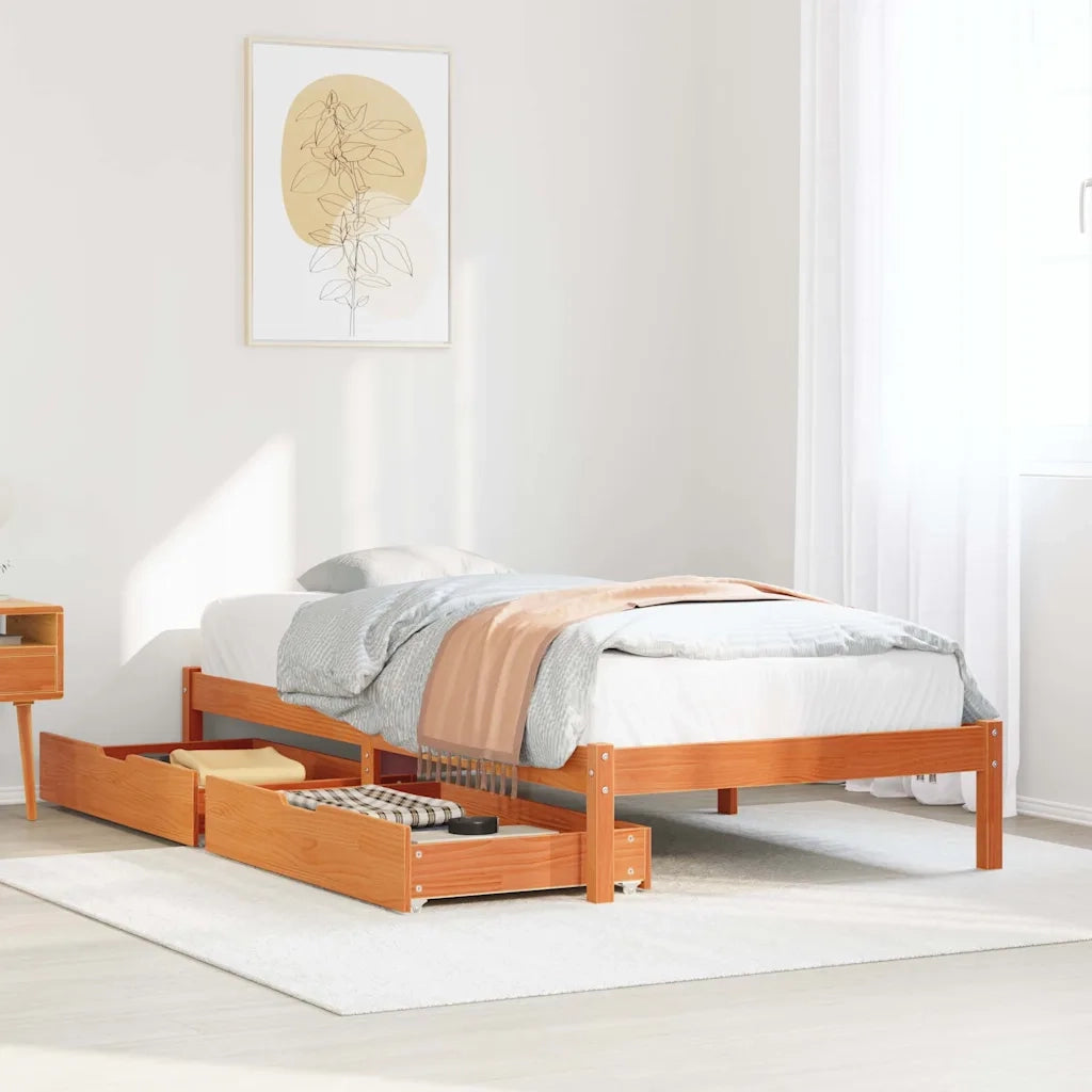 Letto singolo | Letto per adulti | Letto senza Materasso Marrone Cera 75x190 cm in Legno di Pino