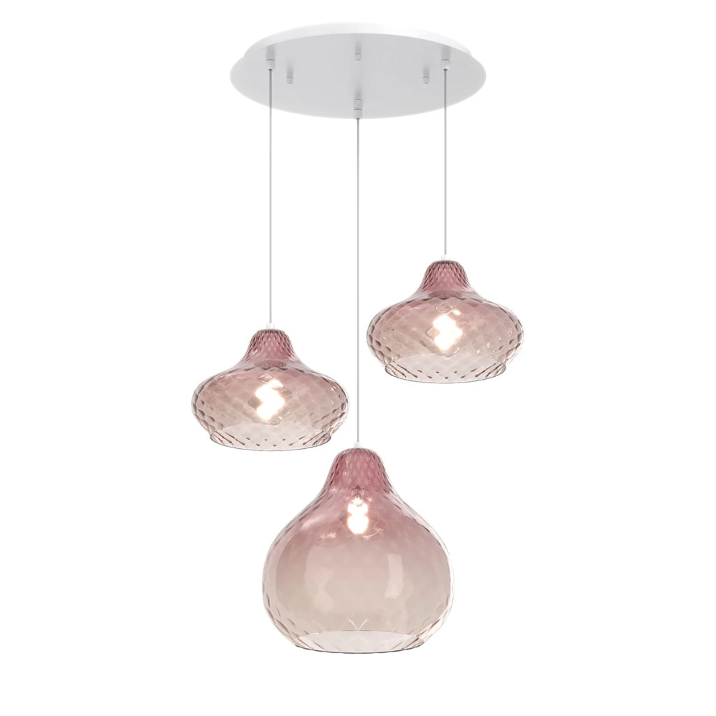 Lampadario Contemporaneo Dress Metallo Bianco Vetro Ruggine 3 Luci E27