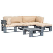 Set Divani da Giardino 4 pz Pallet Cuscini Sabbia in Legno cod mxl 44989
