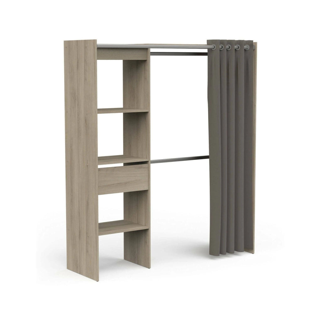 Guardaroba grande Serpentina, Mobile camera da letto, Cabina armadio portabiti, Armadio appendiabiti, 167x50 h192 cm, Rovere e Bianco opaco
