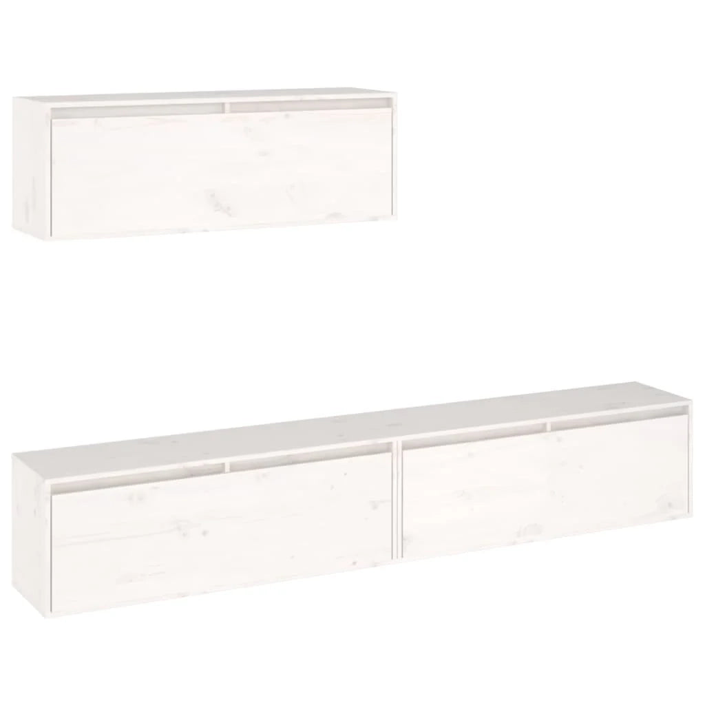 Mobile TV multimediale scaffale TV credenza mobile TV sala da pranzo soggiorno camera da letto 3 pezzi legno massello di pino bianco 02_0028670