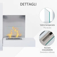 Caminetto a Bioetanolo Realizzato in Acciaio Inossidabile con 1 Serbatoio 0.9LT 75 x 22 x 63cm