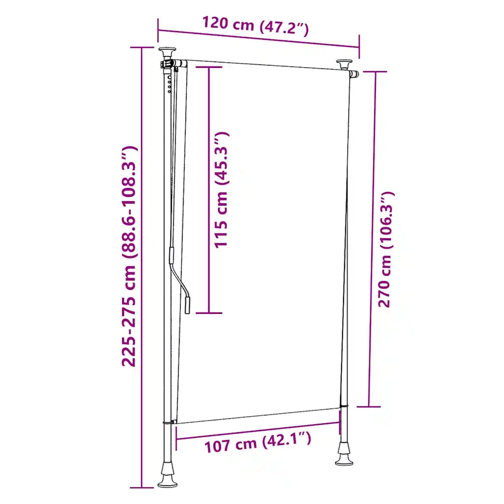 Tenda a rullo | Tenda avvolgibile Esterno Blu e Bianca 120x270cm Tessuto e Acciaio