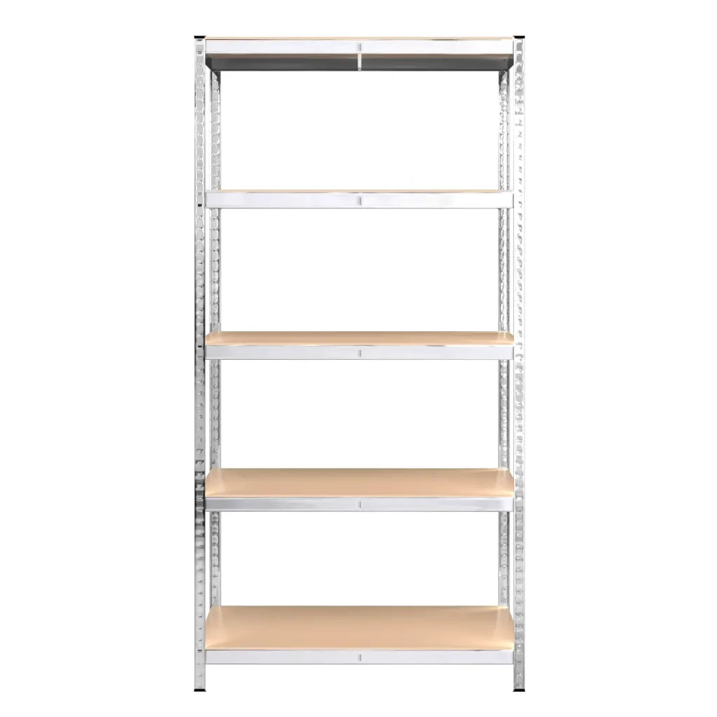 Scaffali Resistenti 5 Strati 2 pz Argento Acciaio e Multistrato 3154205