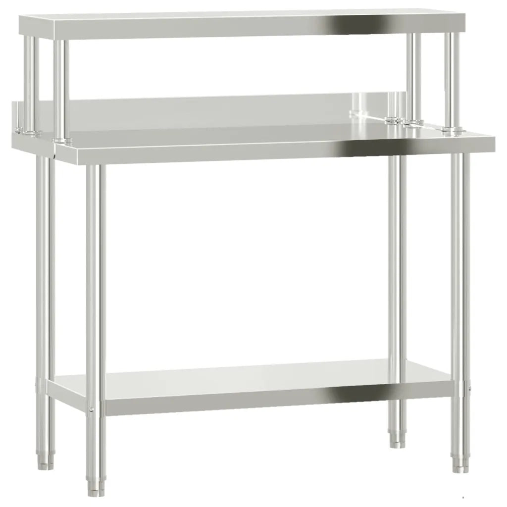 Tavolo Lavoro Cucina con Ripiano 110x55x120 cm Acciaio Inox CFW4223206