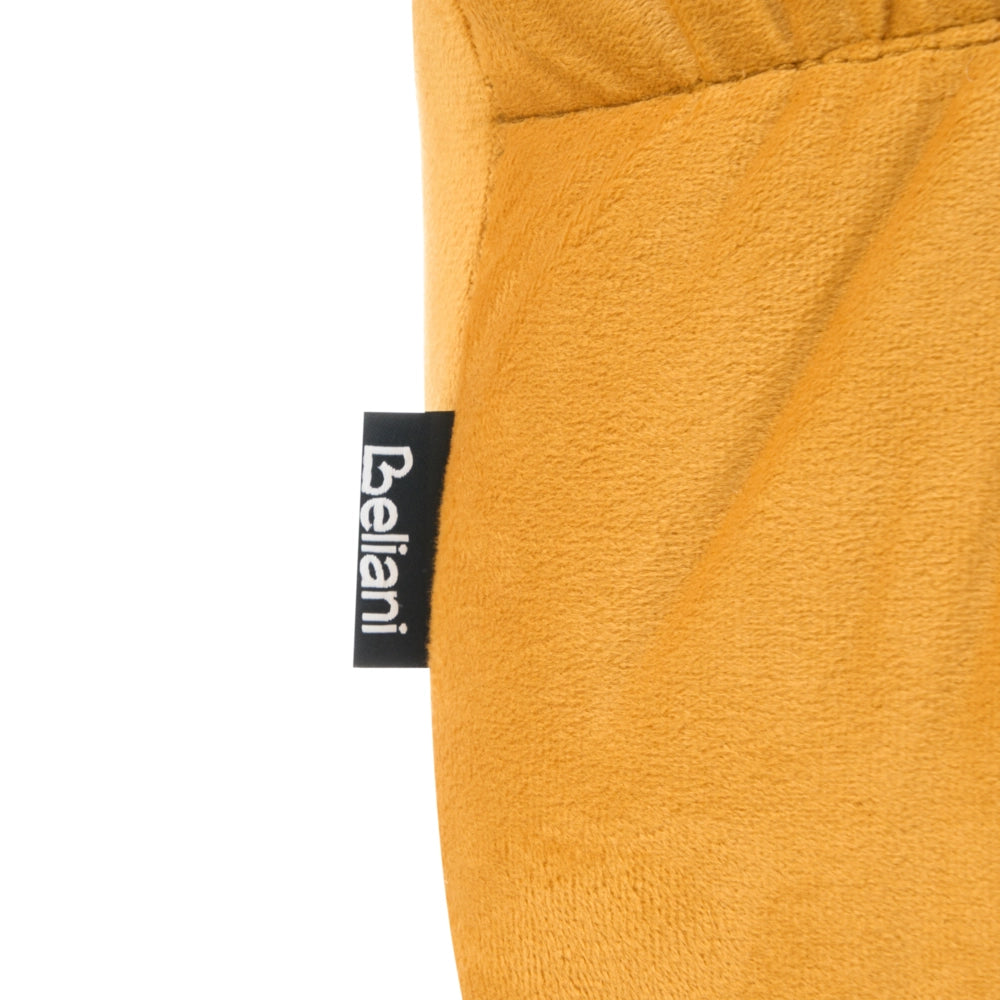 Pouf quadrato in velluto giallo senape, 38 x 38 cm, poggiapiedi decorativo con rivestimento setoso, in stile boho, per soggiorno e camera da letto