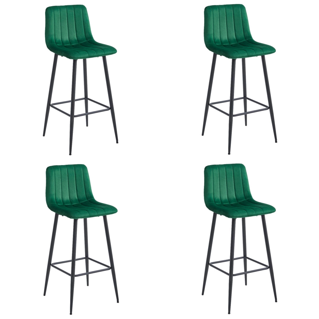 Sgabello Valora POZZA in velluto verde scuro con gambe nere per cucina x4
