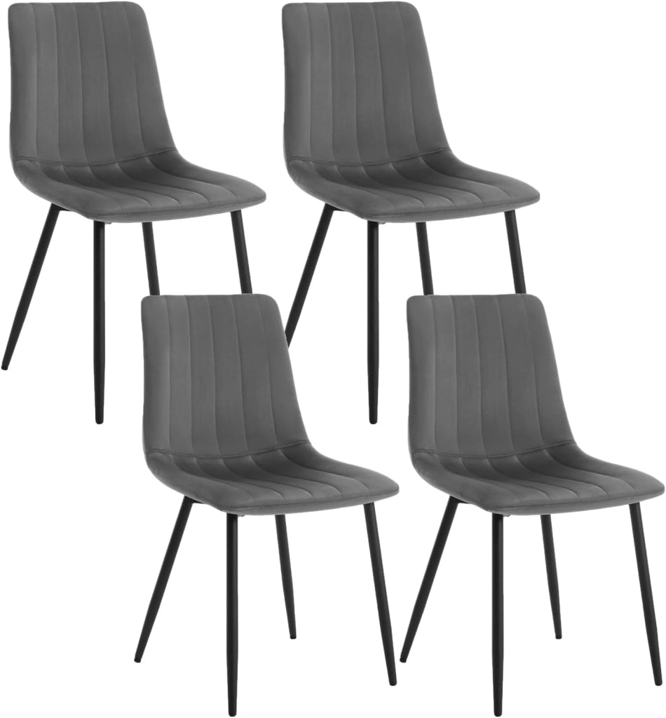 6 Sedie Sala da Pranzo, Sedie da Cucina con Shienale, senza Braccioli, Sedie in Velluto con Gambe in Metallo, Sedia per Camera da Letto, Soggiorno, Studio, Sedia da Trucco, Grigio Scuro