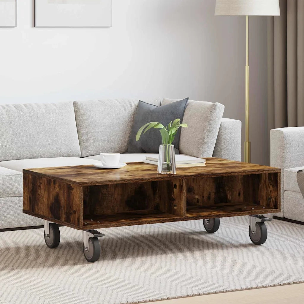 Tavolino con Ruote Rovere fumé 90 x 50 x 30 cm 891020
