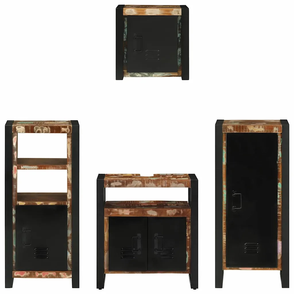 Set di mobili per il bagno 4 pcs Legno Recuperato Massello